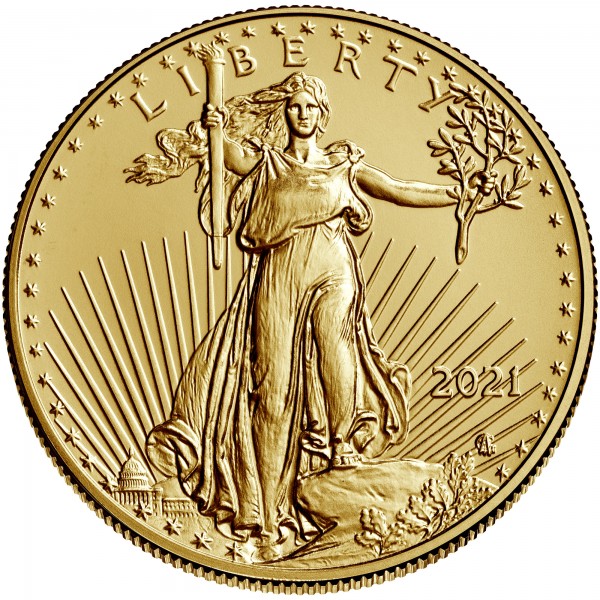1/2 Unze American Eagle 2021 Goldmünze (Neues Design)