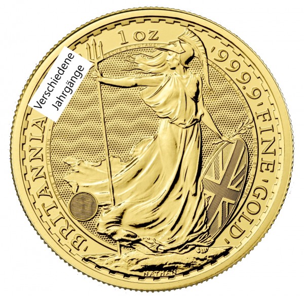 1 Unze Gold Britannia 999,9 Goldmünze, verschiedene Jahrgänge