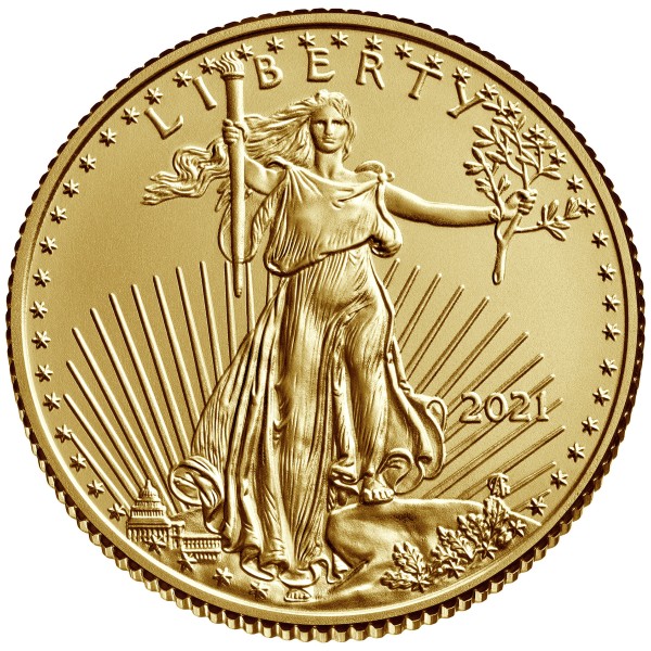 1/10 Unze American Eagle 2021 Goldmünze (Altes Design)