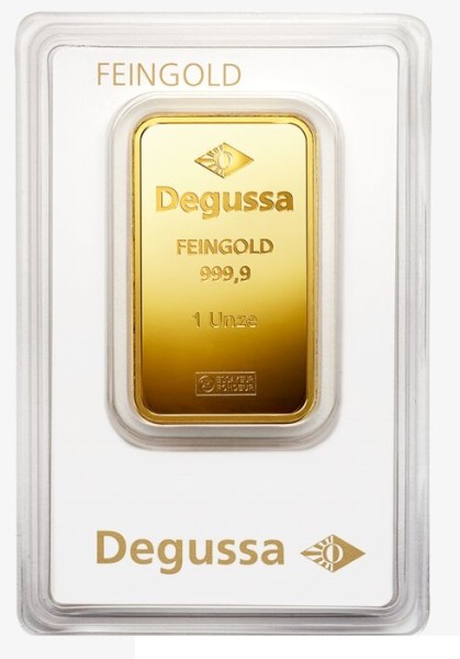 1 Unze Goldbarren Degussa - geprägt