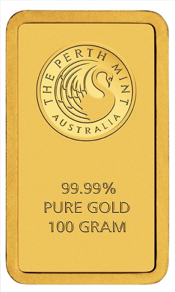 100g Perth Mint Goldbarren