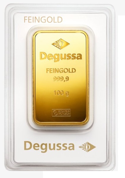 100g Goldbarren Degussa - geprägt