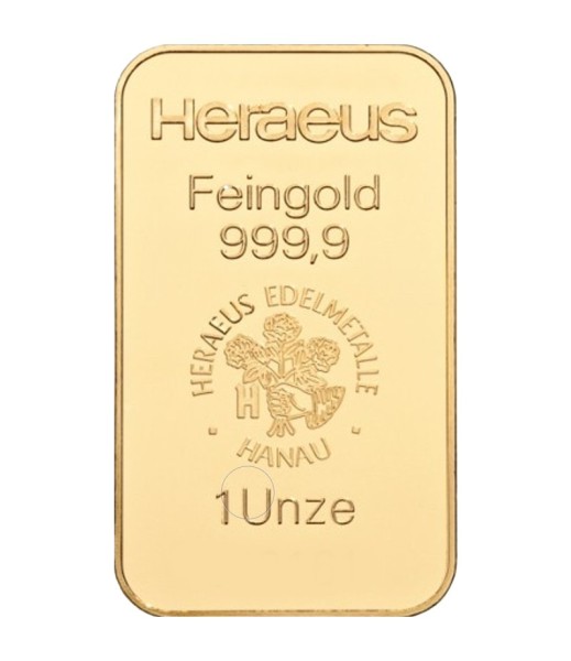 1 Unze Goldbarren Heraeus - geprägt