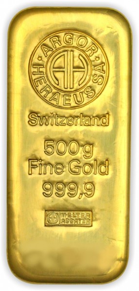 500g Goldbarren Argor Heraeus