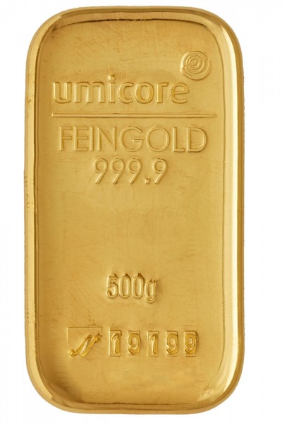 500g Goldbarren Umicore - Gussbarren