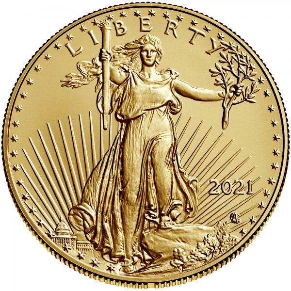 1 Unze American Eagle 2021 Goldmünze (Neues Design)