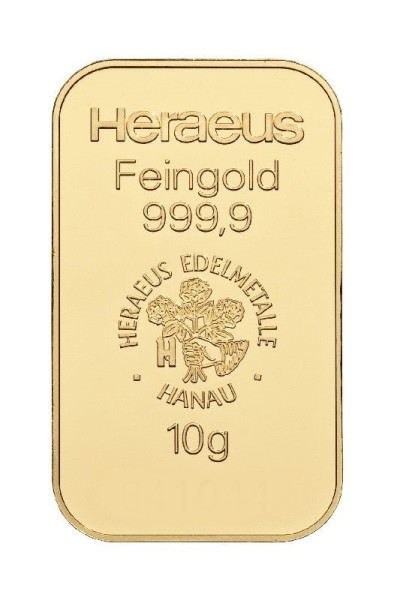 10g Goldbarren Heraeus - geprägt